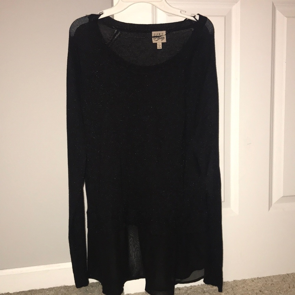 Black Chiffon knit sweater